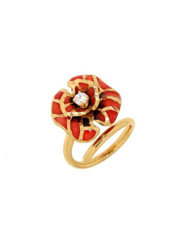 Misis Volterra Ring Silver, 18kt gold plated white cubic Zirconia and Enamel AN03133