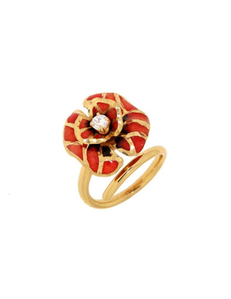 Misis Volterra Ring Silber, 18kt vergoldet, Emaille und Zirkone AN03133