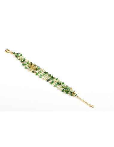 Misis BOUQUET bracelet in gold plated silver, zircons and green crystals BR08459