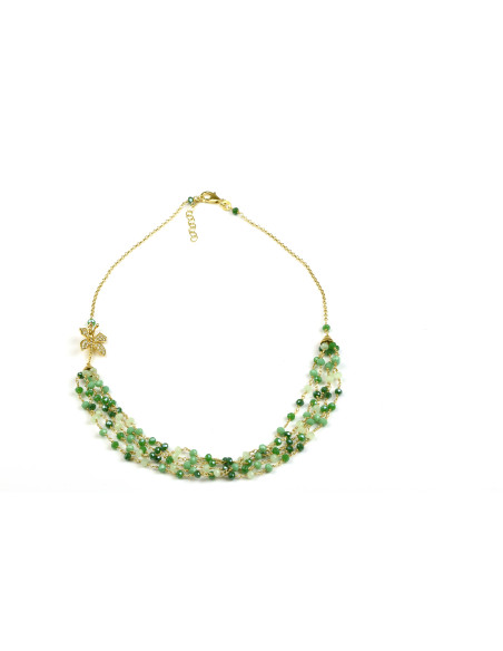 Misis BOUQUET Necklace Gold plated Silver, green crystal CA09985