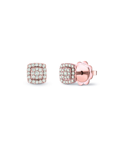 SALVINI Bagliori "square" earrings in rose gold and diamonds 0.18 ct - 20095171