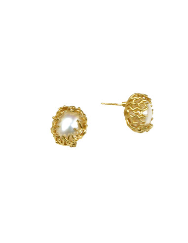 Misis Fiji Earrings gold plated Silver and pearls OR10347