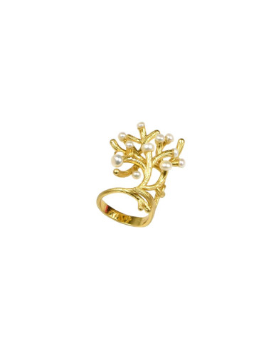Misis MAUI Ring 18ct Gold Plated Silver and pearls AN03633