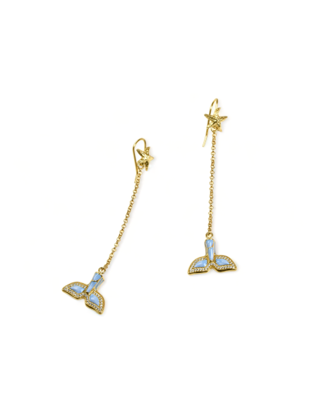Misis Fiji 18ct Gold Plated Silver Earrings, Enamel, Zirconia OR10349