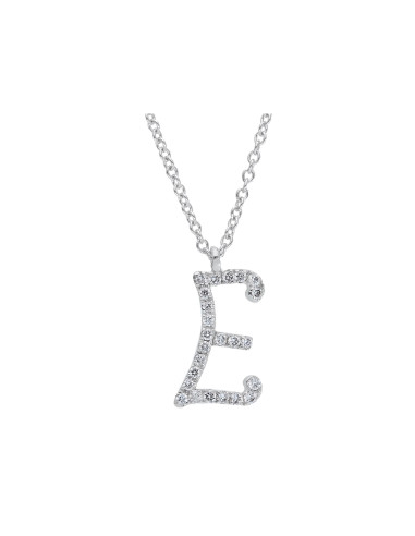 LJ ROMA Simboli collection "Letter E" necklace in white gold and diamonds 0.11ct - 220818