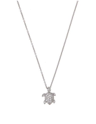 LJ ROMA collection symbols "turtle" necklace in white gold, diamonds