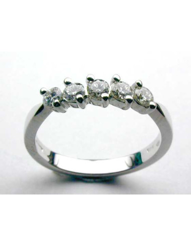 DAMIANI DUE PUNTE ANELLO IN ORO BIANCO CON 5 DIAMANTI 0,60 ct