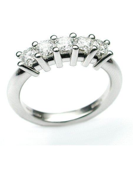 DAMIANI LE VERETTE ANELLO IN ORO BIANCO CON 5 DIAMANTI 0,75 ct