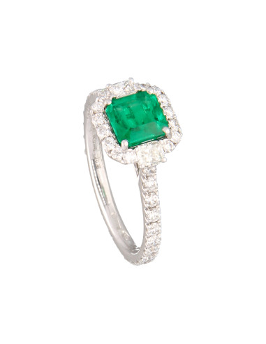Crivelli Emerald Collection Gold Ring, Diamonds and emerald 1.03 ct - 000-4935-326