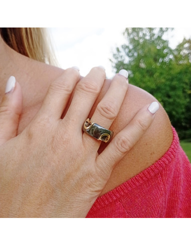 Damiani D.ICON Ring in green ceramic, yellow...