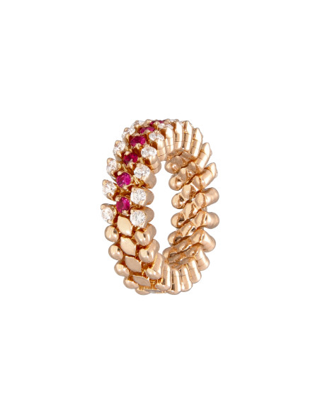 Serafino Consoli BREVETTO Anello multisize - 3 righe a half - 2 punti CT - Rubini - RMS 3H2 RG WD R