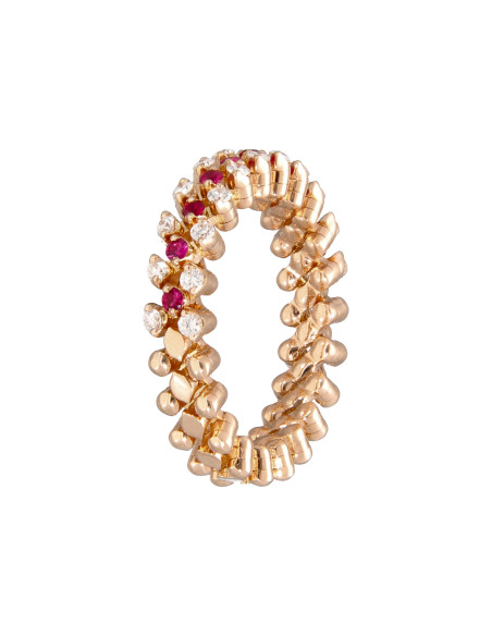 Serafino Consoli BREVETTO Anello multisize - 3 righe a half - 2 punti CT - Rubini - RMS 3H2 RG WD R