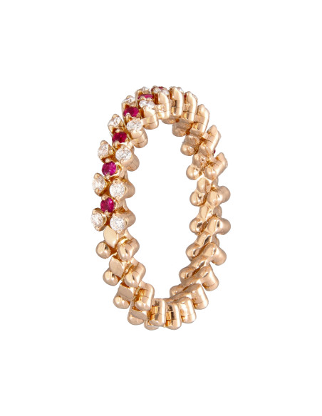 Serafino Consoli BREVETTO Anello multisize - 3 righe a half - 2 punti CT - Rubini - RMS 3H2 RG WD R