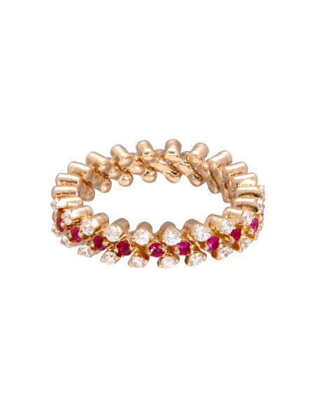 Serafino Consoli BREVETTO Anello multisize - 3 righe a half - 2 punti CT - Rubini - RMS 3H2 RG WD R