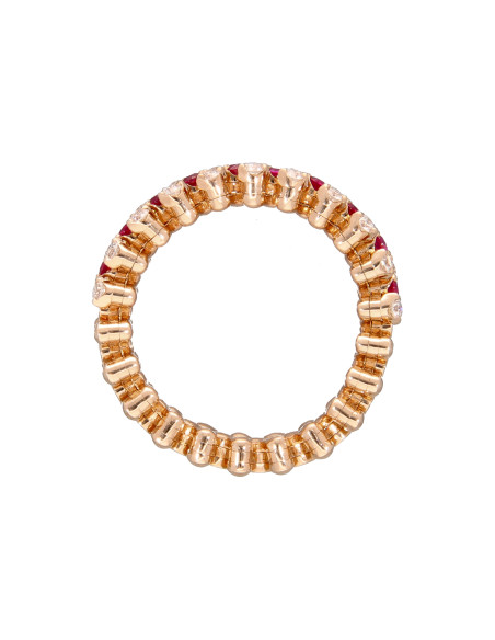 Serafino Consoli BREVETTO Anello multisize - 3 righe a half - 2 punti CT - Rubini - RMS 3H2 RG WD R