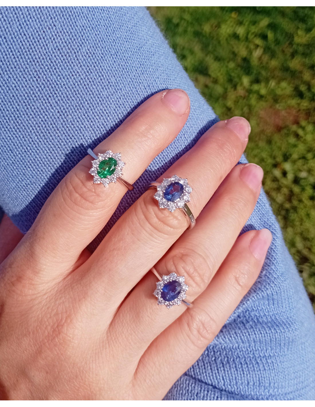 DAMIANI CLASSIC ring in white gold 1.02 ct emerald and 1.01 ct diamonds 20095903