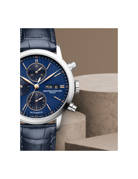 BAUME & MERCIER CLASSIMA blauer Chronograph Stahl und Leder - M0A10784
