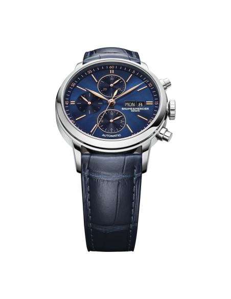 BAUME & MERCIER CLASSIMA blauer Chronograph Stahl und Leder - M0A10784