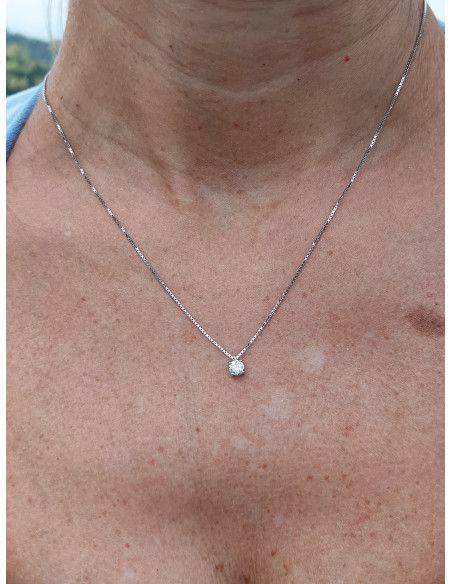 DAMIANI VERAMORE „Lichtpunkt“-Halskette aus Weißgold und Diamant 0,30 ct Farbe G – GIA