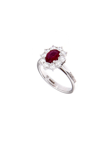 DAMIANI CLASSIC ring in white gold 1.10 ct ruby and 0.68 ct diamonds 20095481