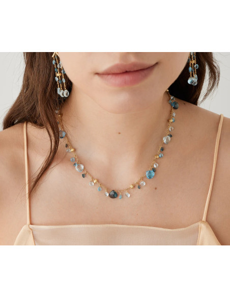 Marco Bicego Paradise necklace in gold, blue topazes and london - ref CB2584-E-TP01