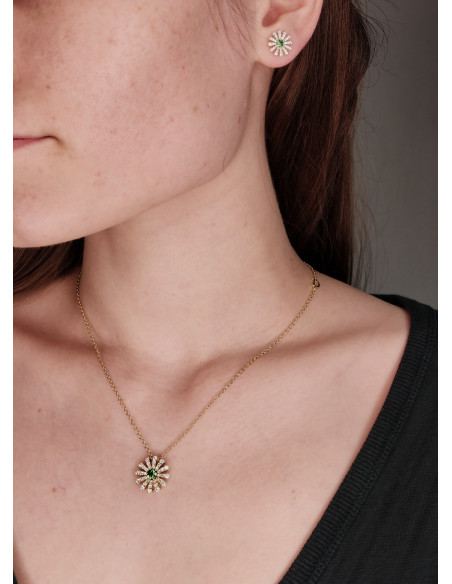 DAMIANI MARGHERITA yellow gold, diamond and tsavorite earrings - ref: 20106920