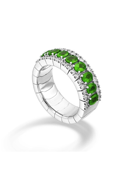 GOLAY Emerald Collection Elastic Ring in Gold, Diamonds and Emeralds 0.98 ct - ARE447DSM438