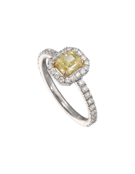 Crivelli Коллекция Diamonds КОЛЬЦО ИЗ БЕЛОГО ЗОЛОТА 0.81 карата фантазийный бриллиант желтого цвета и 0.43 карата бриллиантов