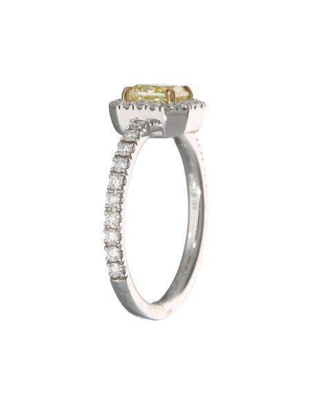 Crivelli Коллекция Diamonds КОЛЬЦО ИЗ БЕЛОГО ЗОЛОТА 0.81 карата фантазийный бриллиант желтого цвета и 0.43 карата бриллиантов