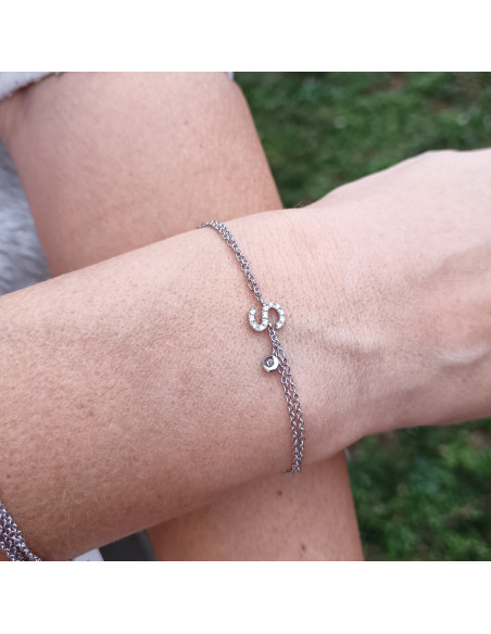 Crivelli Collezione Diamanti Bracciale "LETTERA S" oro Bianco e Diamanti 0.09 ct - 234-3622-BR