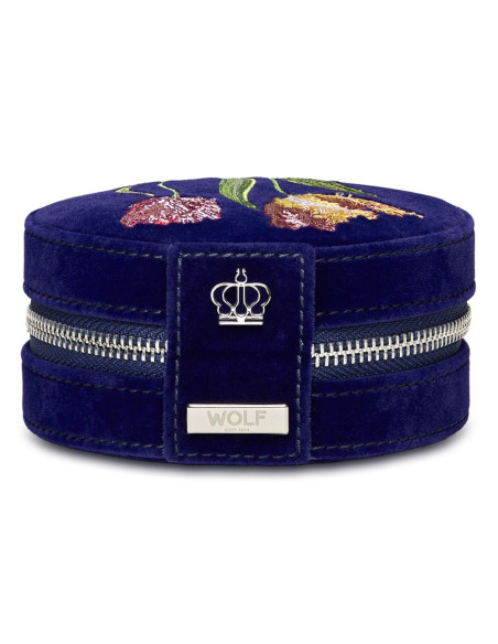 WOLF Royal Asscher круглый чехол на молнии для украшений, синий - 394002
