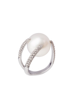 UTOPIA GALLERY anello in oro bianco con diamanti e perla 15.40 ref: JTA1BB10