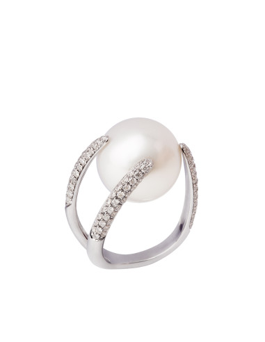 UTOPIA GALLERY anello in oro bianco con diamanti e perla 15.40 ref: JTA1BB10