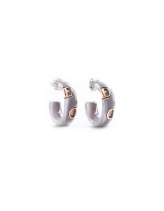 Damiani DIcon Orecchini in ceramica Cappuccino e oro rosa con diamanti (ct 0,01) Ref. 20072392