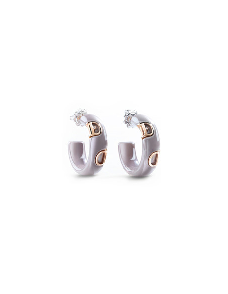 Damiani DIcon Orecchini in ceramica Cappuccino e oro rosa con diamanti (ct 0,01) Ref. 20072392