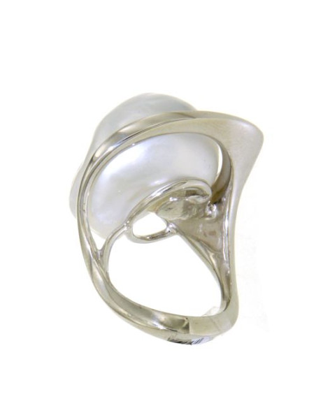 UTOPIA GALLERY anello in oro bianco con diamanti e perla 17 ref: GAU01