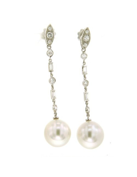 UTOPIA GALLERY orecchini in oro bianco con diamanti e perla 13.20 ref: GOAF014