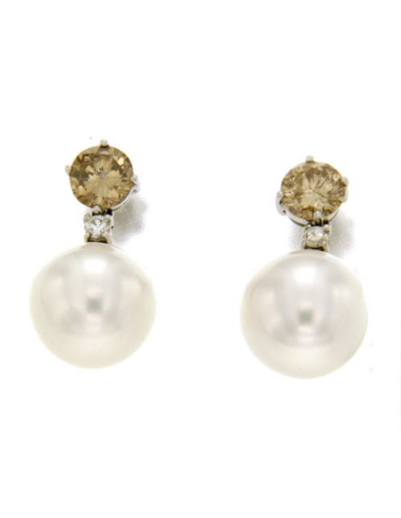 UTOPIA GALLERY orecchini in oro bianco con diamanti e perla 12.20 ref: GOJA03