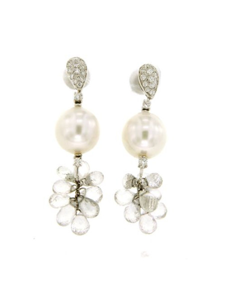 UTOPIA GALLERY orecchini in oro bianco con diamanti, zaffiri briolé e perla 11.50 ref: GODA10
