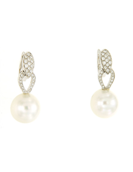 UTOPIA GALLERY orecchini in oro bianco con diamanti e perla 12.80 ref: GOSB104
