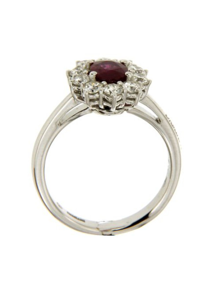 DAMIANI CLASSIC anello in oro bianco, rubino 0.88 ct e diamanti 0.74 ct