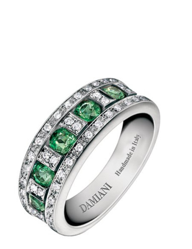 Damiani Belle Epoque Anello in oro bianco con smeraldi (ct 0.65)  e diamanti(ct 0.20) ref 20039701