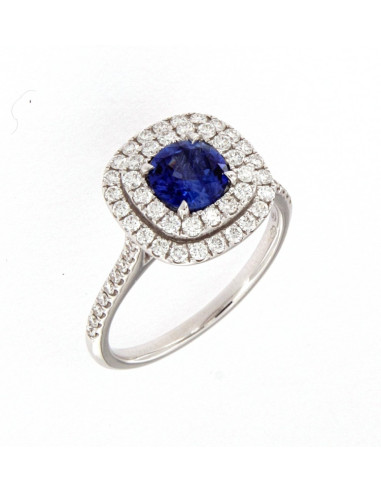 Crivelli Sapphire Collection Gold Ring, Diamonds and sapphire 0.98 ct