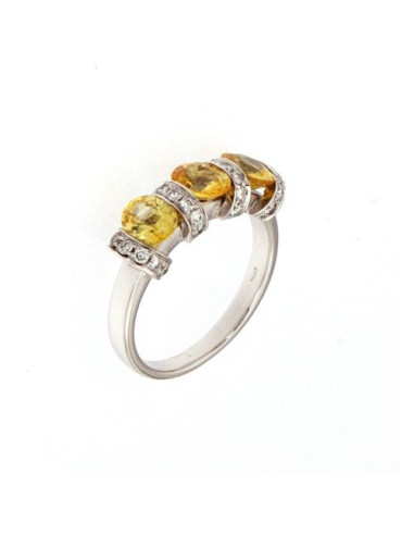 Crivelli Sapphire Collection Gold Ring, Diamonds and yellow sapphires 2.71 ct