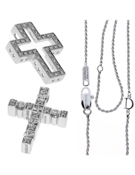 Damiani Belle Epoque колье из белого золота с крестом, инкрустированным бриллиантом (ct 0.62) Ref: 20073457