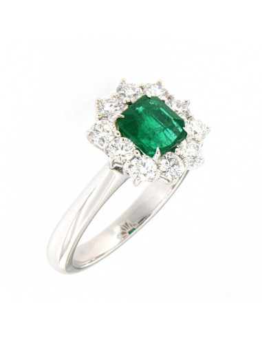 Crivelli Emerald Collection Gold Ring, Diamonds and emerald 1.24 ct