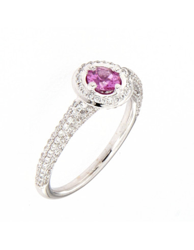 Crivelli Sapphire Collection Gold Ring, Diamonds and Pink Sapphire 0.42 ct