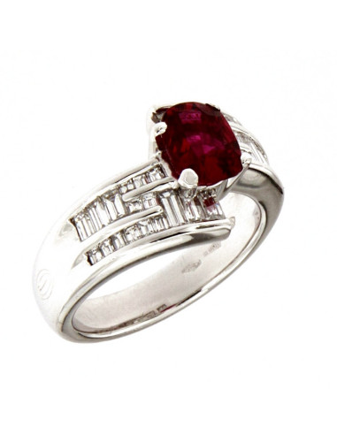DAMIANI CLASSIC ring in white gold, 1.29 ct ruby and 0.95 ct diamonds