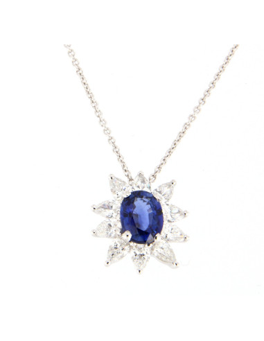 Crivelli Saphir Kollektion Halskette in Gold, Diamanten und Saphiren 1.99 ct
