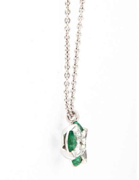 Crivelli Emerald Collection Gold Necklace, Diamonds and emeraldS 0.42 ct - 325-P1091